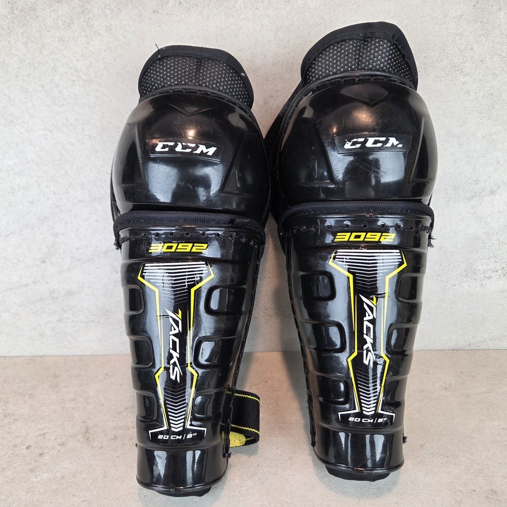 CCM Tacks 3092 Junior 8" YT8 Youth Hockey Black Leg Shin Pads Guards
